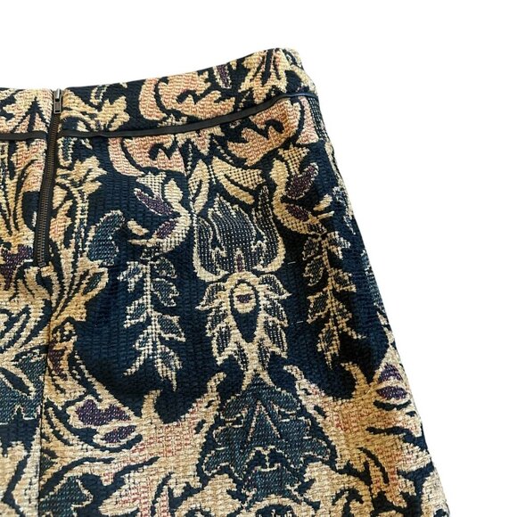 Free People Winter Warrior Brocade Mini Skirt Gold Black Thick Fabric Size 6 - Picture 8 of 12